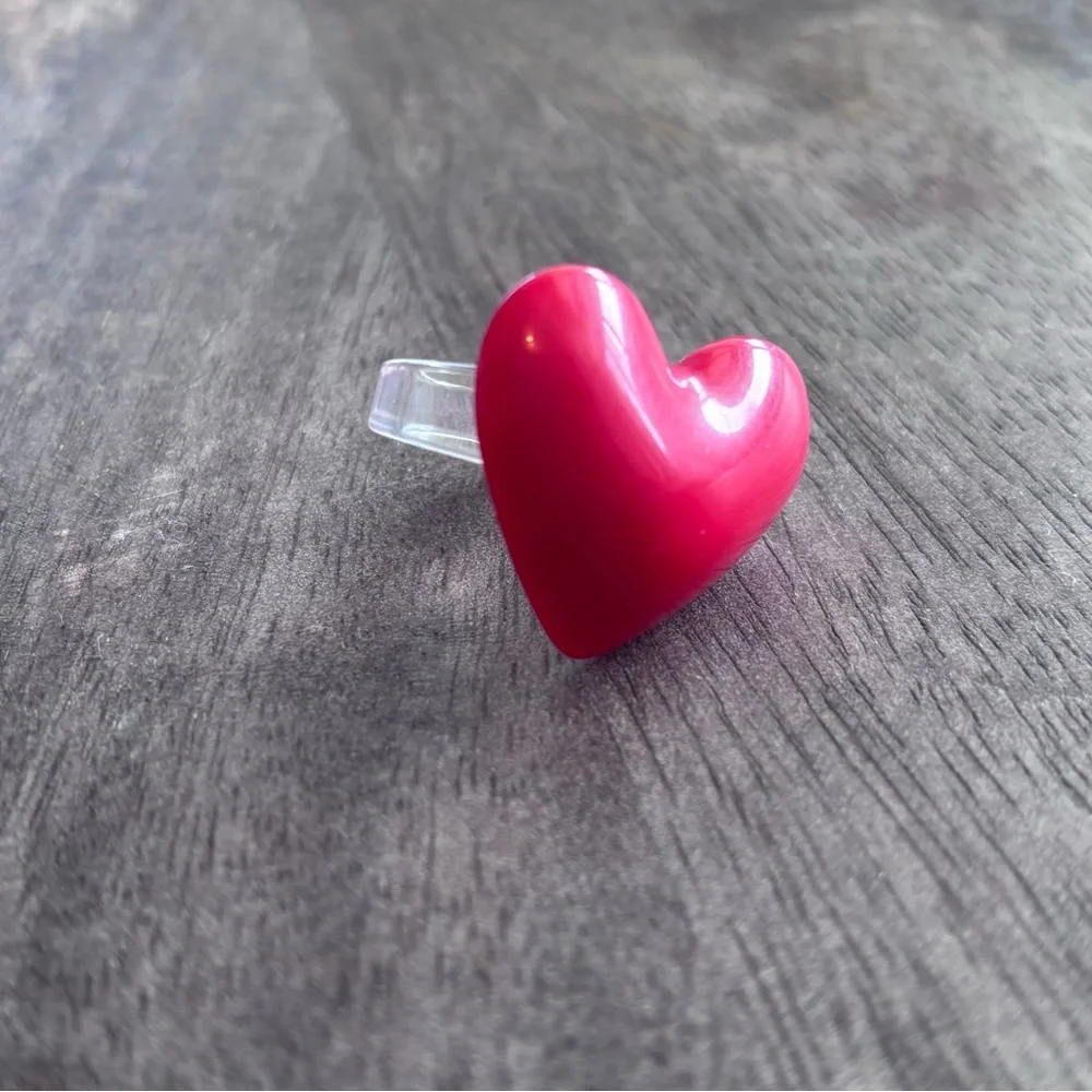 Chunky‎ Red Heart Ring - Bold Resin Statement